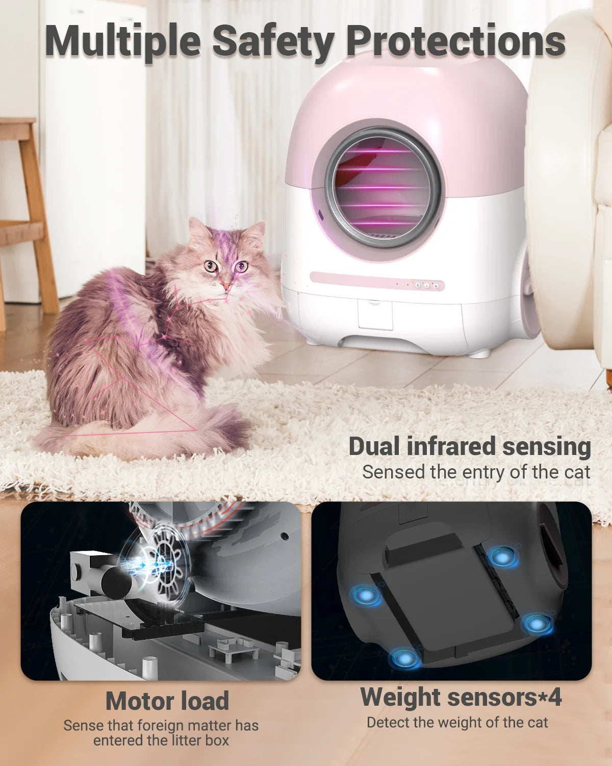 Automatic Cat Litter Box Self Cleaning for Multiple Cats,2.4G & 5G Wifi App Control with Cat Mat & Cleaning Kit Liner