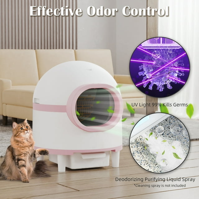 Self Cleaning Cat Litter Box, APP Control Automatic Cat Litter Box for Multiple Cats, Pink