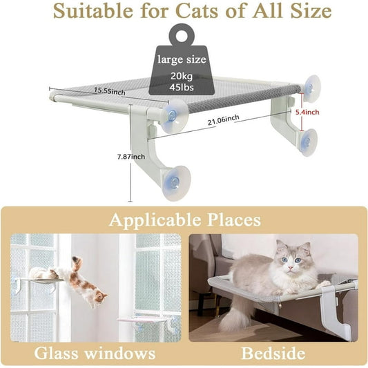 Cat Bed Window, 2 in 1 Cat Window Hammock, Adjustable Windowsill Perch with 4 Suction Cups