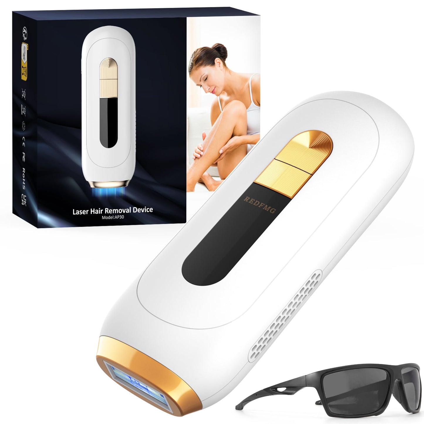 REDFMG New White Laser Hair Removal for Women&Men, IPL Hair Removal Permanent