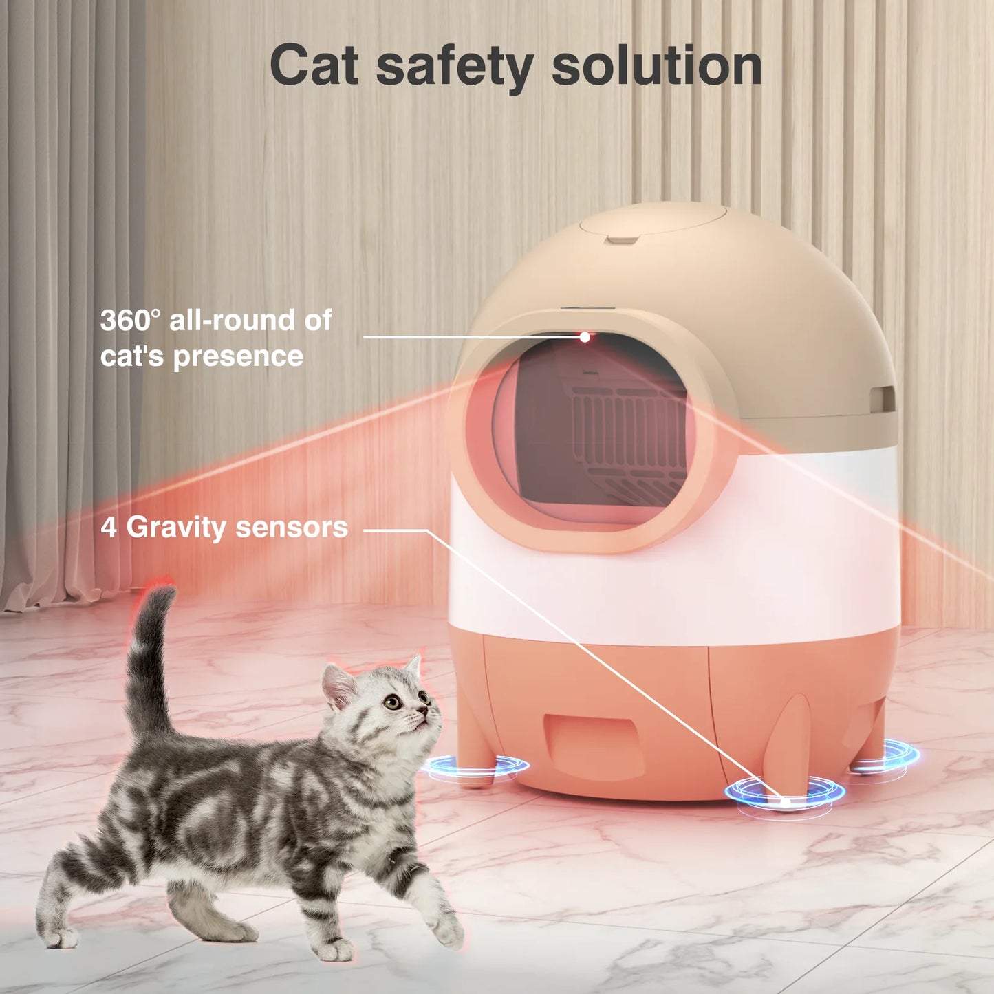 CATLK Smart Self Cleaning Cat Litter Box, Automatic Extra Large Litter Box for Multiple Cats, Odor-Removal/Health Monitoring, Brown