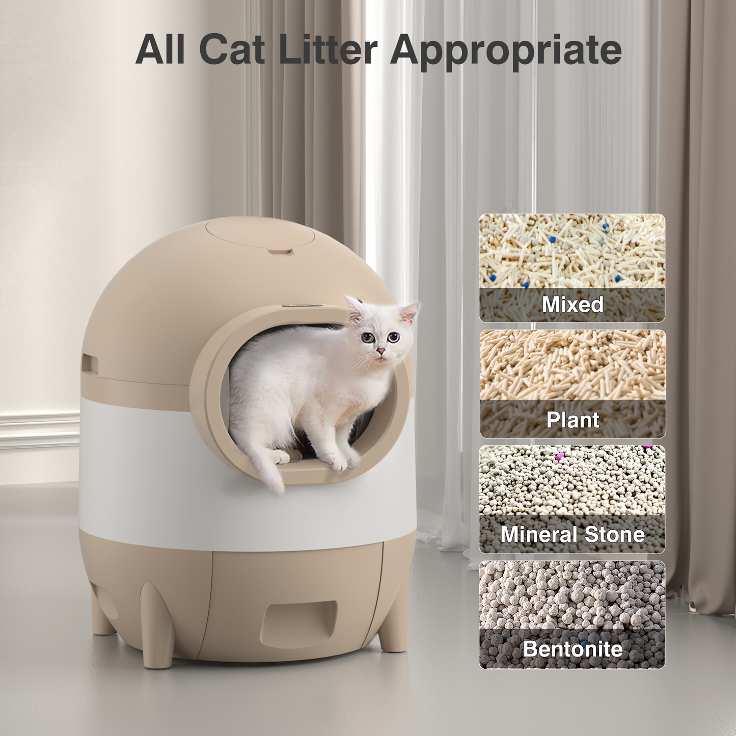 CATLK Smart Self Cleaning Cat Litter Box, Automatic Extra Large Litter Box for Multiple Cats, Odor-Removal/Health Monitoring, Brown