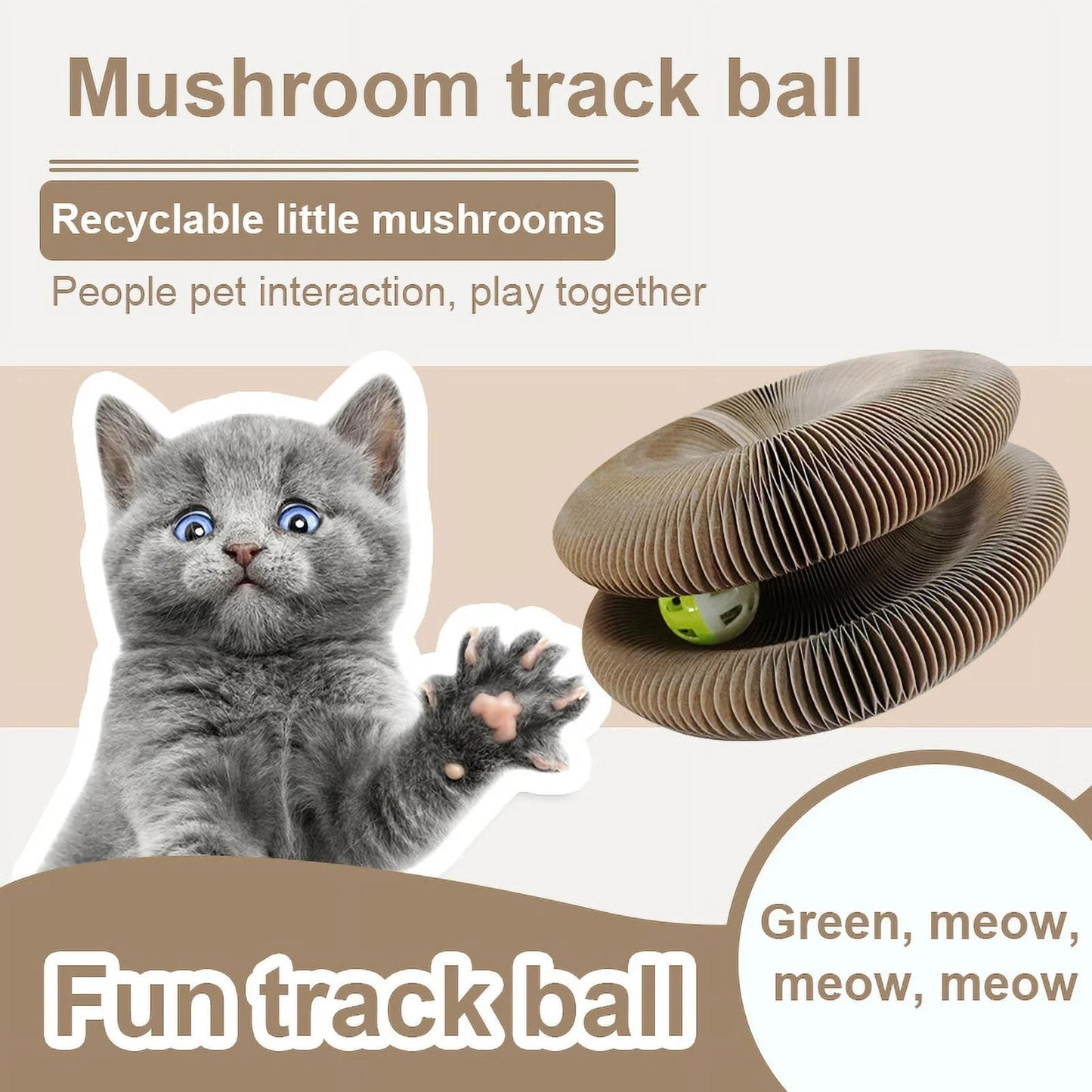 Magic Organ Cat Scratching Board - Foldable, Durable, and Recyclable Scratch Pad with Toy Kring Ball - Interactive Cat Toy for Scratching, Resting, and Stretching