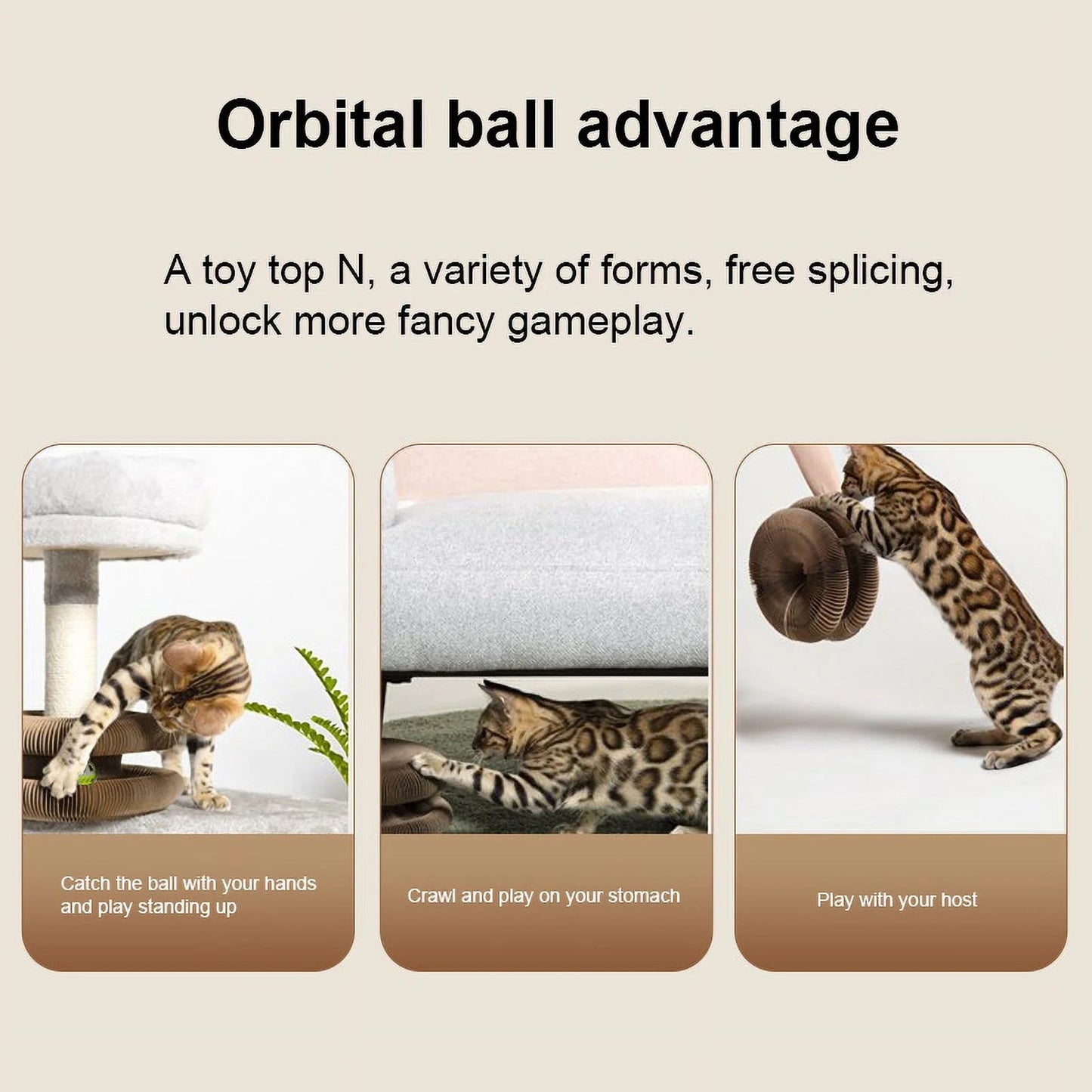 Magic Organ Cat Scratching Board - Foldable, Durable, and Recyclable Scratch Pad with Toy Kring Ball - Interactive Cat Toy for Scratching, Resting, and Stretching