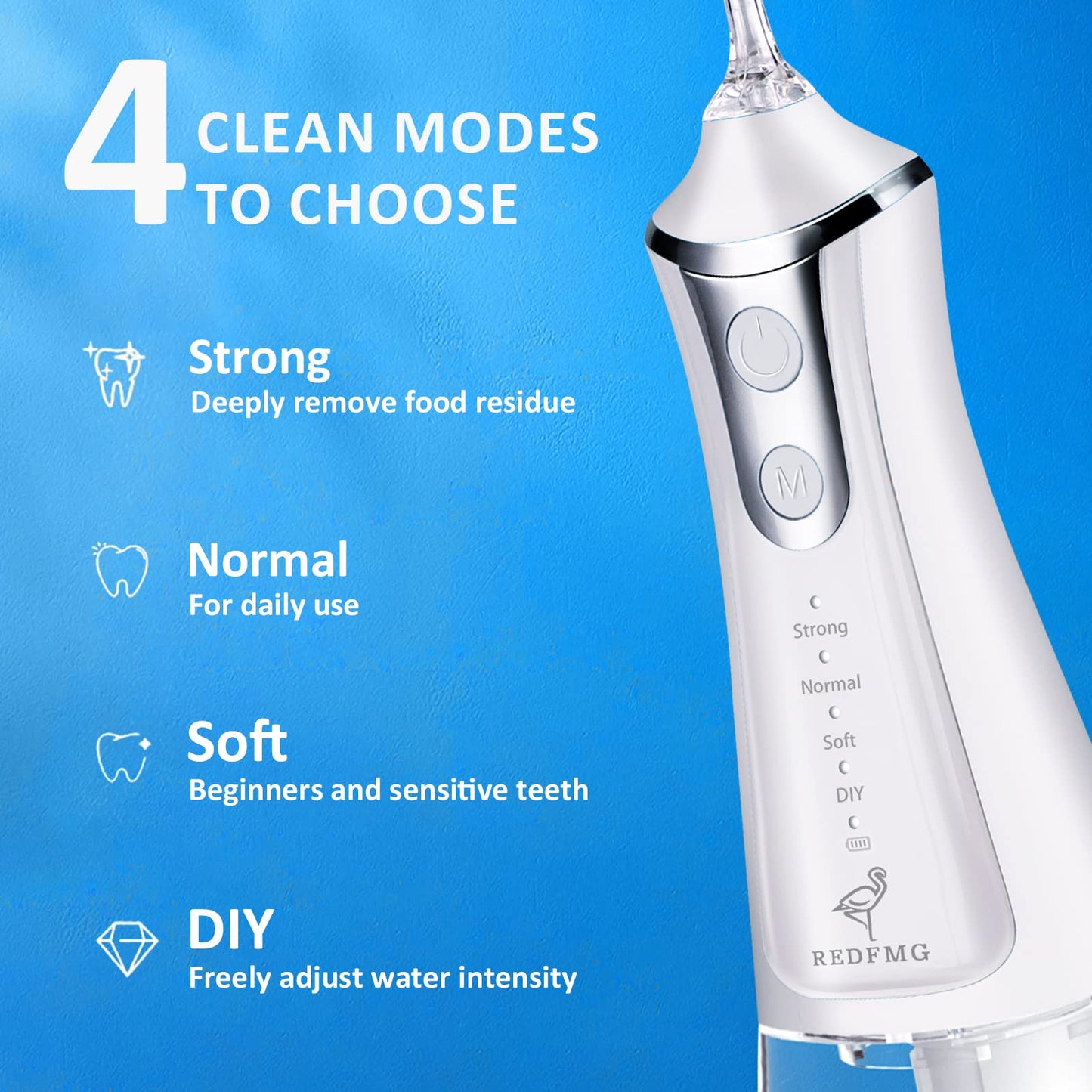 REDFMG Water Flosser for Teeth with Electric Toothbrush, Cordless Water Flosser 300ML and Ultrasonic Toothbrush