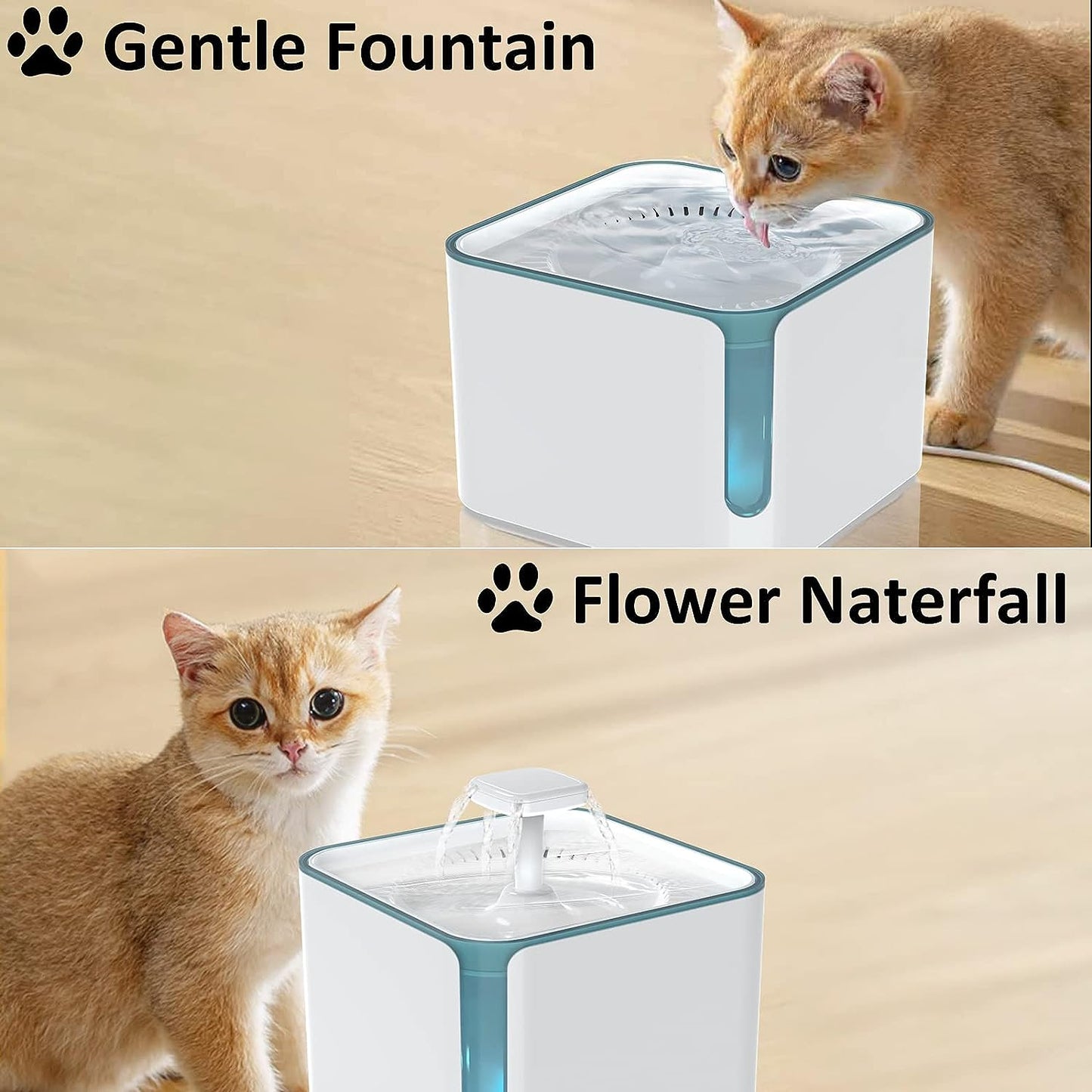 Gentle Fountain & Flower Naterfall | Automatic Cat Water Fountain