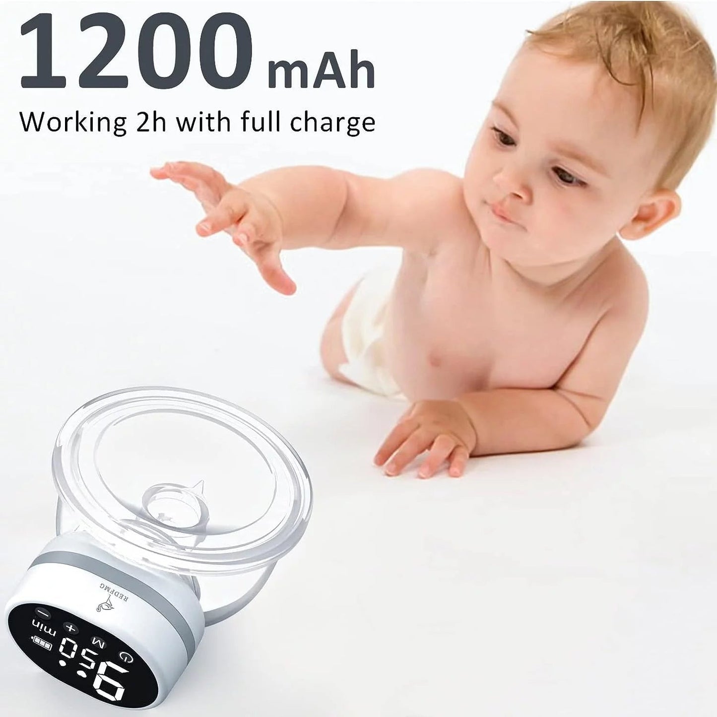 Breast Pump Hands Free, Wearable Portable Electric Breast Pump 3 Modes 9 Suction Levels of Breastfeeding, White